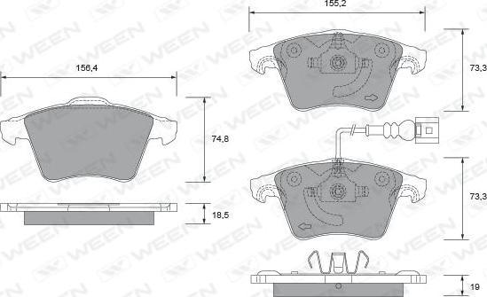 Ween 151-2653 - Brake Pad Set, disc brake autospares.lv