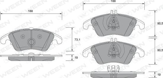 Ween 151-2665 - Brake Pad Set, disc brake autospares.lv