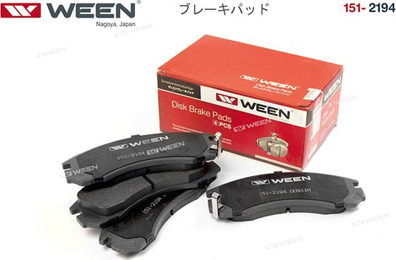 Ween 151-2194 - Brake Pad Set, disc brake autospares.lv