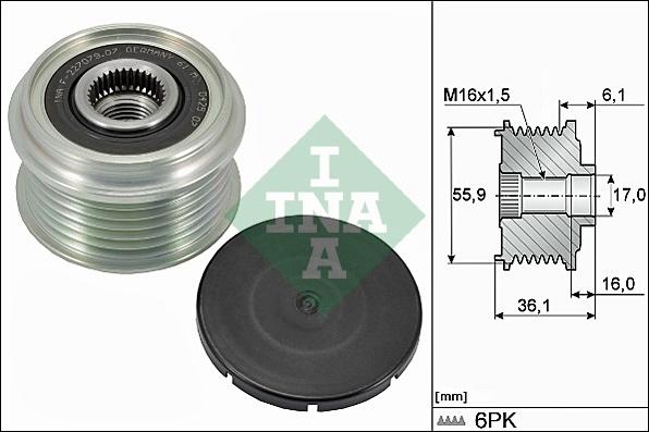 Wilmink Group WG1253609 - Pulley, alternator, freewheel clutch autospares.lv