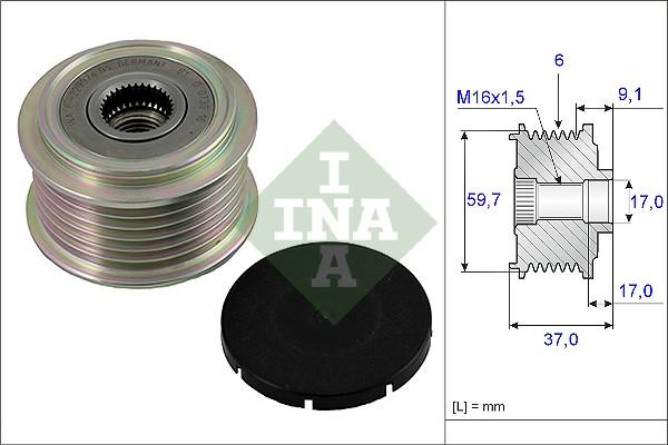 Wilmink Group WG1253600 - Pulley, alternator, freewheel clutch autospares.lv