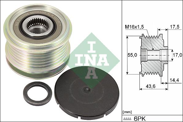 Wilmink Group WG1253681 - Pulley, alternator, freewheel clutch autospares.lv