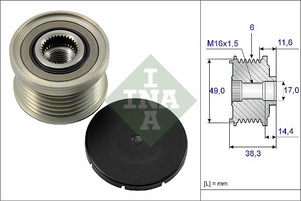 Wilmink Group WG1253702 - Pulley, alternator, freewheel clutch autospares.lv