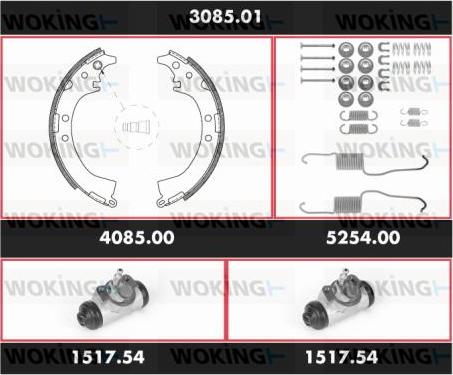 Woking 3085.01 - Brake Shoe Set autospares.lv