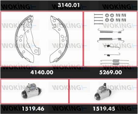 Woking 3140.01 - Brake Shoe Set autospares.lv