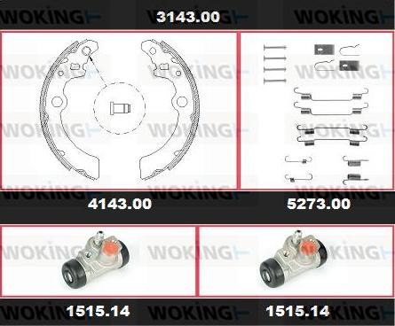 Woking 3143.00 - Brake Shoe Set autospares.lv