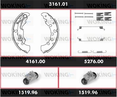 Woking 3161.01 - Brake Shoe Set autospares.lv