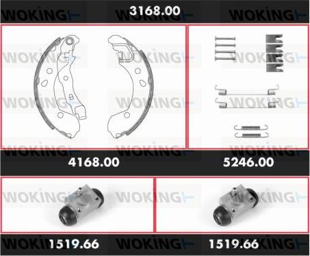 Woking 3168.00 - Brake Shoe Set autospares.lv