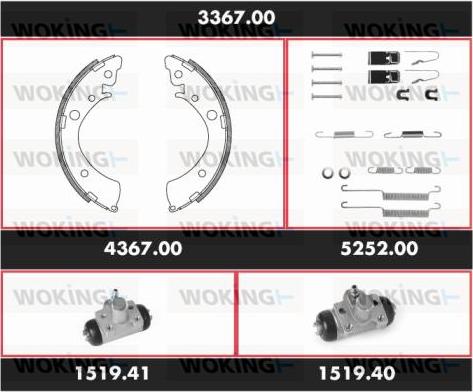 Woking 3367.00 - Brake Shoe Set autospares.lv