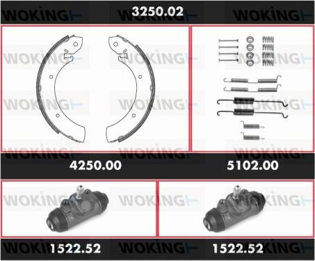 Woking 3250.02 - Brake Shoe Set autospares.lv