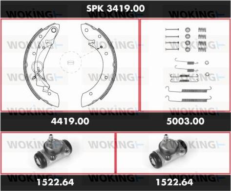 Woking SPK 3419.00 - Brake Shoe Set autospares.lv