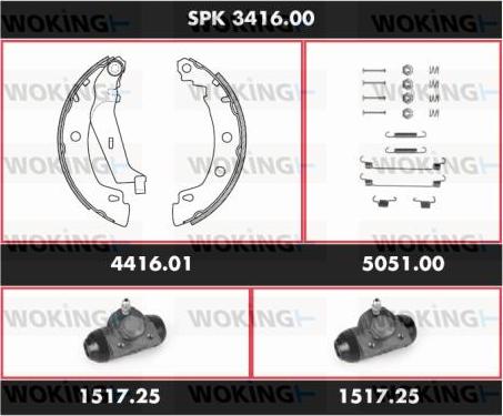 Woking SPK 3416.00 - Brake Shoe Set autospares.lv