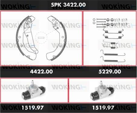 Woking SPK 3422.00 - Brake Shoe Set autospares.lv