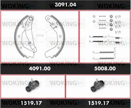 Woking SPK 3091.04 - Brake Shoe Set autospares.lv