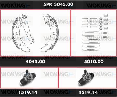 Woking SPK 3045.00 - Brake Shoe Set autospares.lv