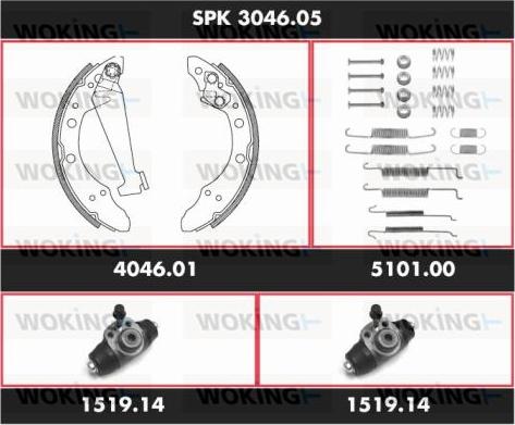 Woking SPK 3046.05 - Brake Shoe Set autospares.lv