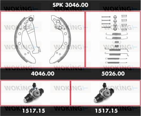 Woking SPK 3046.00 - Brake Shoe Set autospares.lv