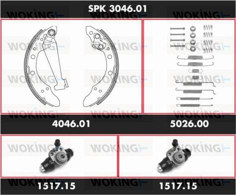 Woking SPK 3046.01 - Brake Shoe Set autospares.lv