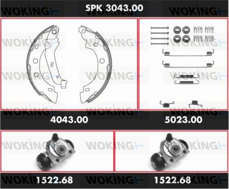 Woking SPK 3043.00 - Brake Shoe Set autospares.lv