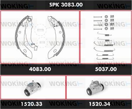 Woking SPK 3083.00 - Brake Shoe Set autospares.lv