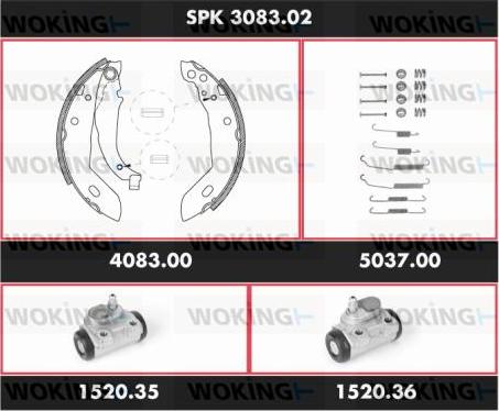 Woking SPK 3083.02 - Brake Shoe Set autospares.lv