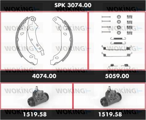 Woking SPK 3074.00 - Brake Shoe Set autospares.lv