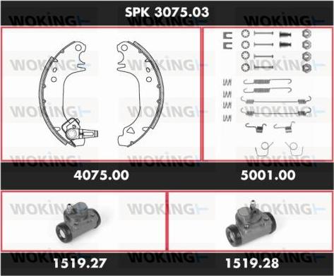 Woking SPK 3075.03 - Brake Shoe Set autospares.lv