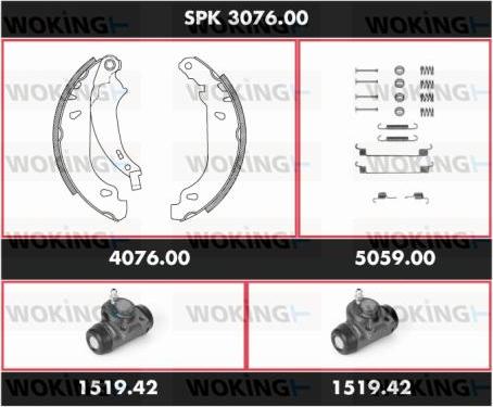 Woking SPK 3076.00 - Brake Shoe Set autospares.lv