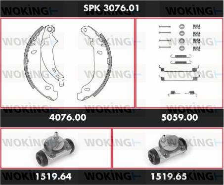 Woking SPK 3076.01 - Brake Shoe Set autospares.lv