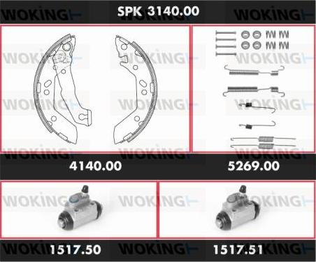 Woking SPK 3140.00 - Brake Shoe Set autospares.lv