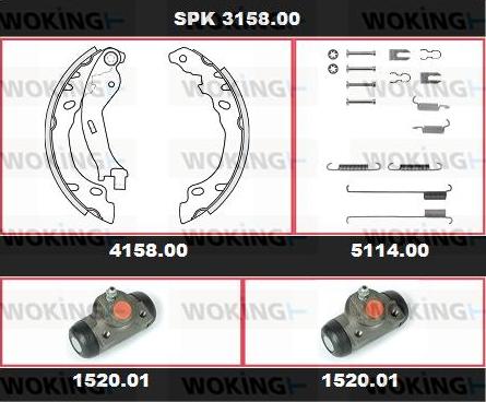 Woking SPK 3158.00 - Brake Shoe Set autospares.lv