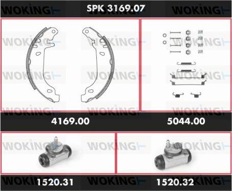 Woking SPK 3169.07 - Brake Shoe Set autospares.lv