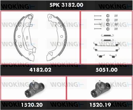 Woking SPK 3182.00 - Brake Shoe Set autospares.lv