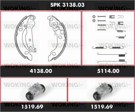 Woking SPK 3138.03 - Brake Shoe Set autospares.lv