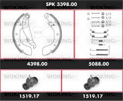 Woking SPK 3398.00 - Brake Shoe Set autospares.lv
