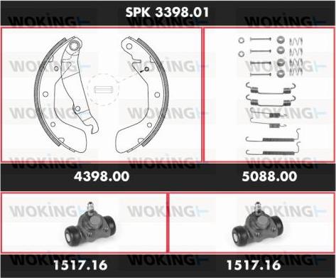 Woking SPK 3398.01 - Brake Shoe Set autospares.lv