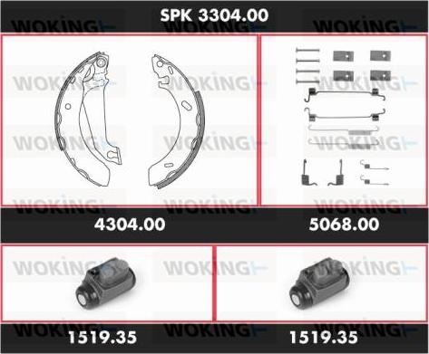 Woking SPK 3304.00 - Brake Shoe Set autospares.lv