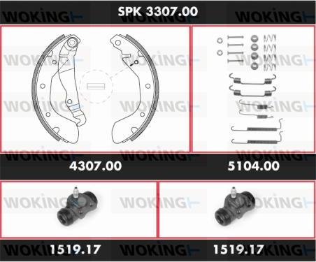 Woking SPK 3307.00 - Brake Shoe Set autospares.lv