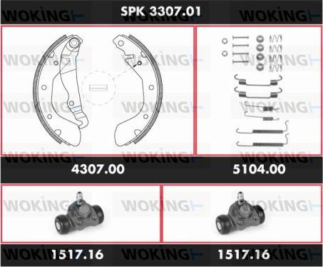 Woking SPK 3307.01 - Brake Shoe Set autospares.lv