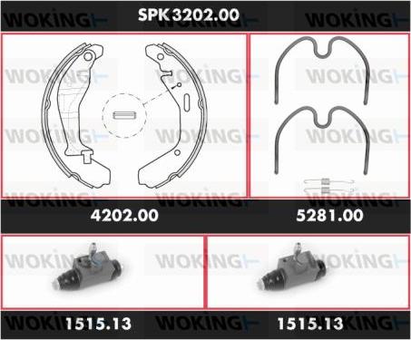 Woking SPK 3202.00 - Brake Shoe Set autospares.lv