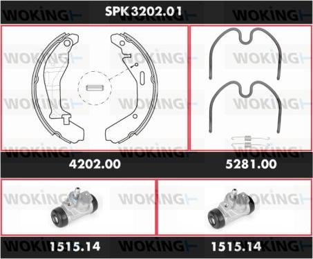 Woking SPK 3202.01 - Brake Shoe Set autospares.lv