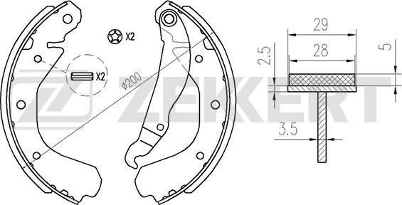 Zekkert BK-4130 - Brake Shoe Set autospares.lv