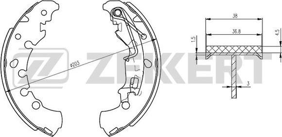 Zekkert BK-4302 - Brake Shoe Set autospares.lv