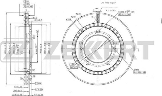 Zekkert BS-5487 - Brake Disc autospares.lv