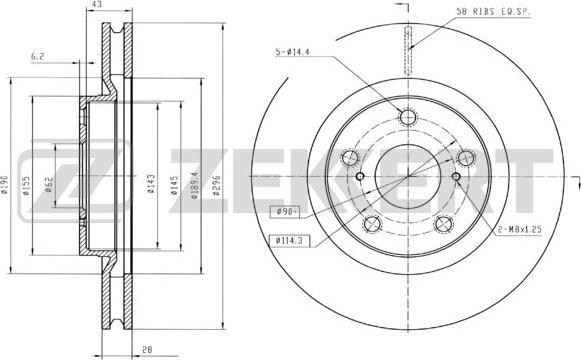 Zekkert BS-5430B - Brake Disc autospares.lv