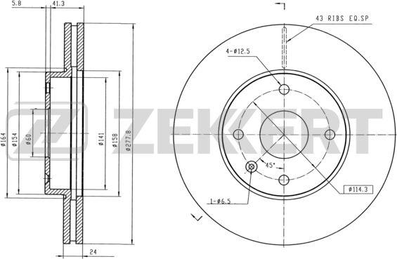 Zekkert BS-5425 - Brake Disc autospares.lv