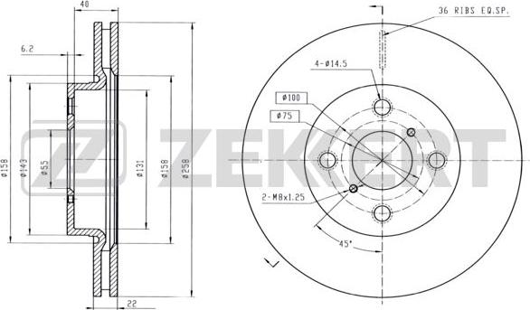 Zekkert BS-5507B - Brake Disc autospares.lv