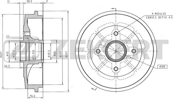 Zekkert BS-5537 - Brake Drum autospares.lv