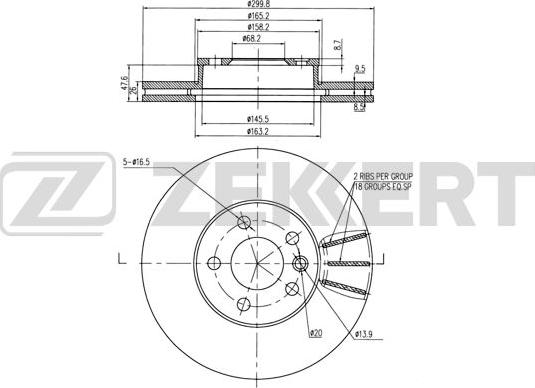 Zekkert BS-5612B - Brake Disc autospares.lv