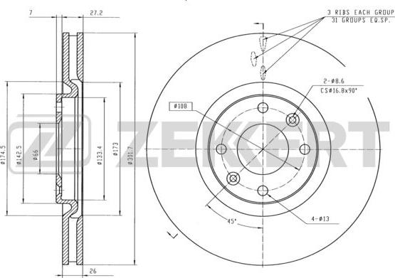 Zekkert BS-5636 - Brake Disc autospares.lv